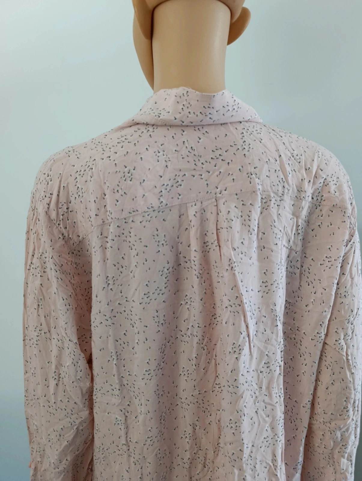 Camaêbu powder pink printed blouse shirt for women size 44 long sleeves fluid – photo 10